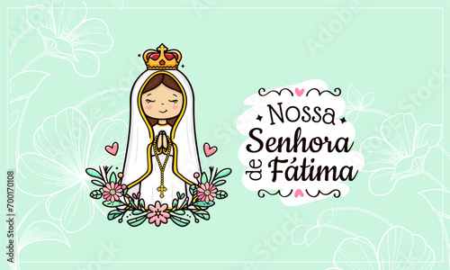 Vector hand drawn Nossa Senhora de Fatima illustration - Divine Visions: Artistic Expressions of Our Lady of Fatima - Sacred Beauty: Exploring Art Depicting Our Lady of Fatima