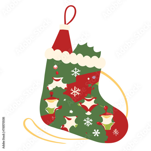 christmas sock isolated on white, christmas sock with gifts, christmas socks with gifts