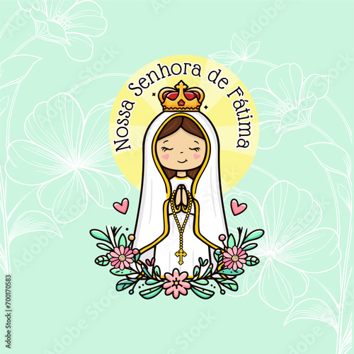 Vector hand drawn Nossa Senhora de Fatima illustration - Divine Visions: Artistic Expressions of Our Lady of Fatima - Sacred Beauty: Exploring Art Depicting Our Lady of Fatima