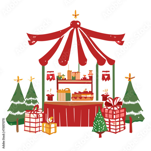 christmas tree with gifts, christmas card with christmas tree