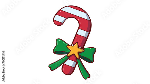 Christmas candy cane, cartoon illustration isolated white, Merry Christmas and Happy New Year concept, Christmas icons