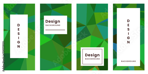set of brochures with abstract geometric green colorful vibrant background