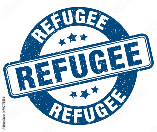 refugee stamp. refugee label. round grunge sign