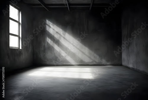 Dark concrete empty room. Modern architecture design. Dark Concrete Wall Architecture