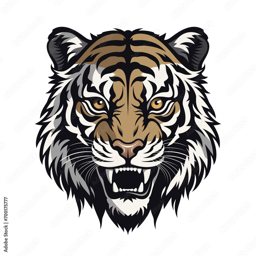 Tiger head vector illustration isolated on white background