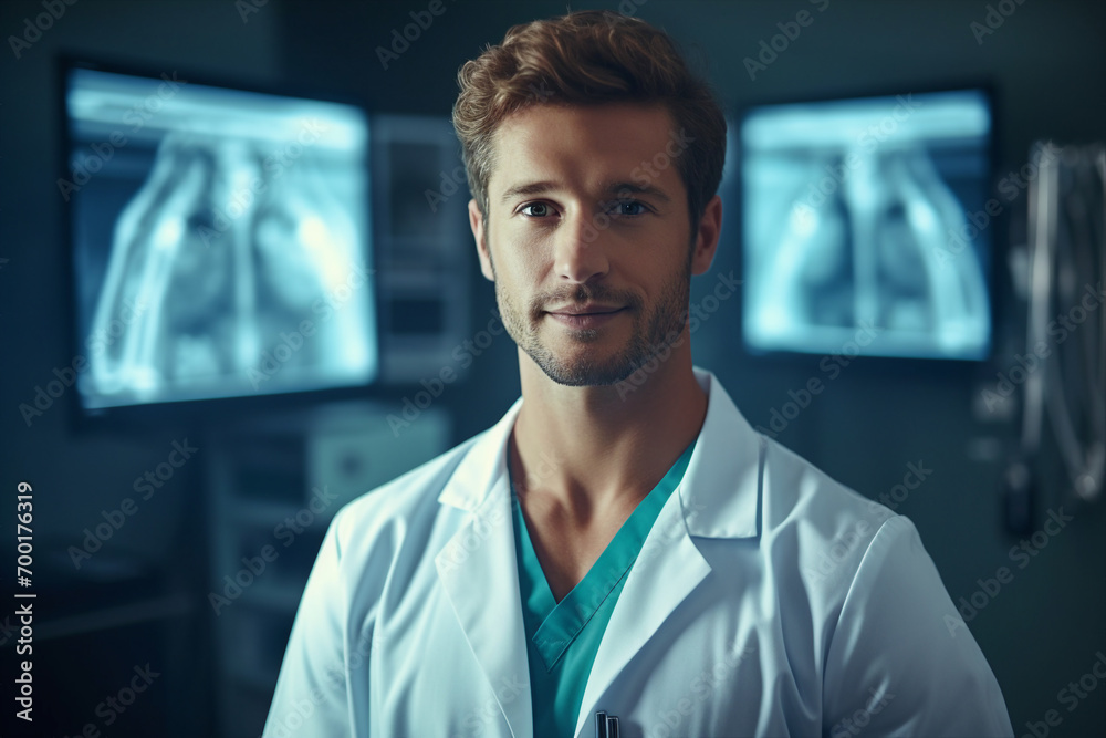 Experienced doctor in operation room analyzing x ray diagnosis surgeon radiologist Generative AI Experienced doctor in operation room analyzing x ray diagnosis surgeon radiologist Generative AI