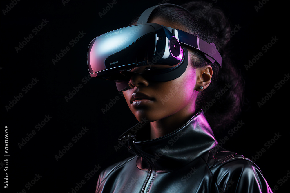 AI generated image of woman in surreal fantasy world made with generative AI AI generated image of woman in surreal fantasy world made with generative AI