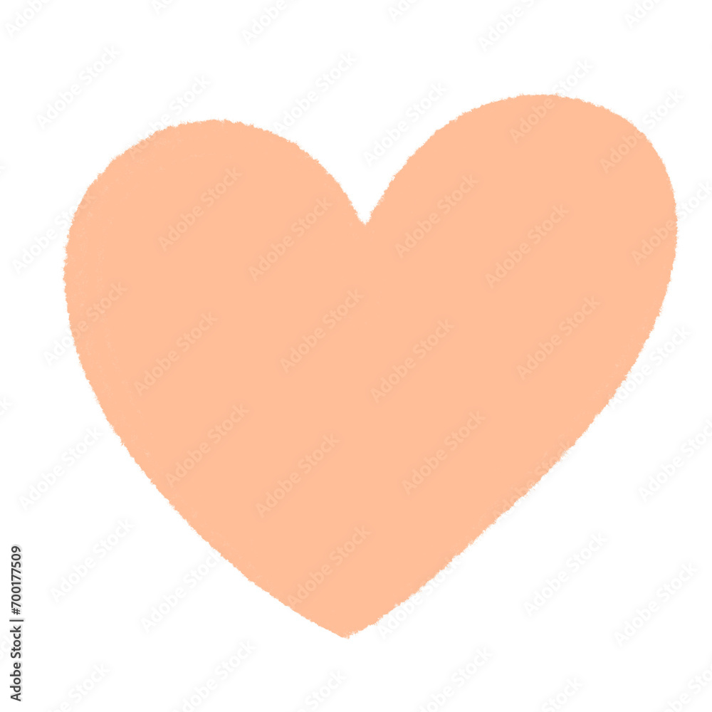 Peach isolated textured heart sticker - obrazy, fototapety, plakaty 