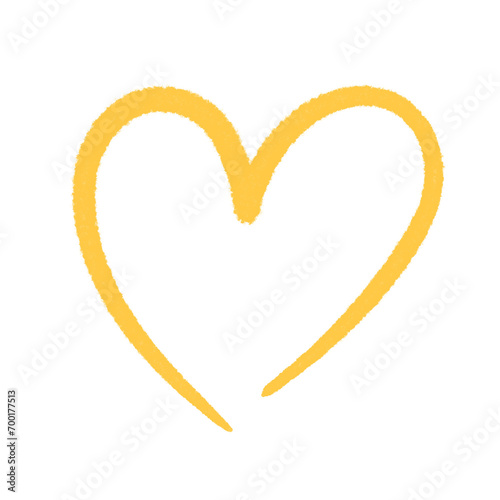Yellow hand painted heart outline, transparent design element © Kati Moth