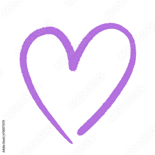 Purple line art textured transparent isolated heart sticker, design element