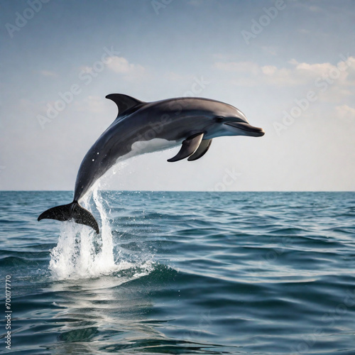 A dolphin jumps out of the water, animals, ecological environment