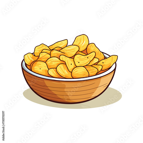 bowl of potato chips , fast food isolated design