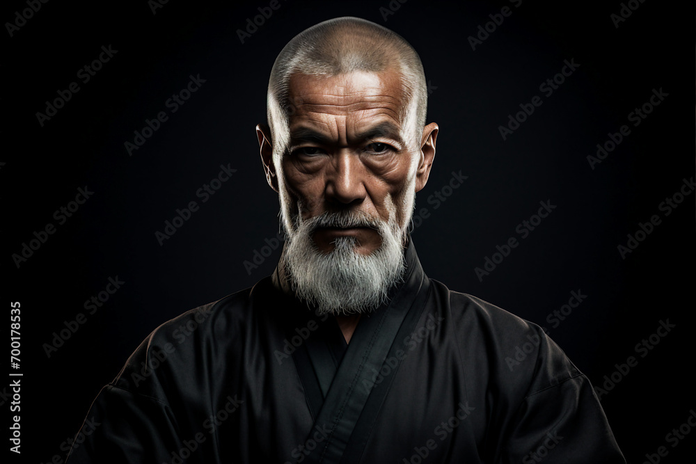 Generative AI picture of experienced karate fighter club martial arts traditional clothes training Generative AI picture of experienced karate fighter club martial arts traditional clothes training