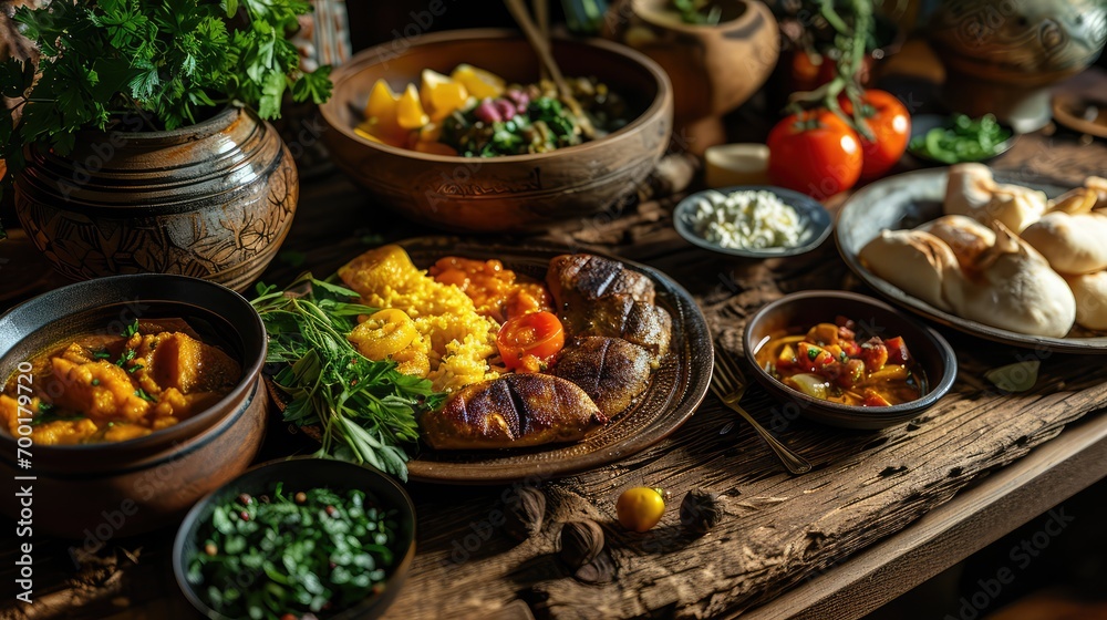 arabic traditional food on the table,