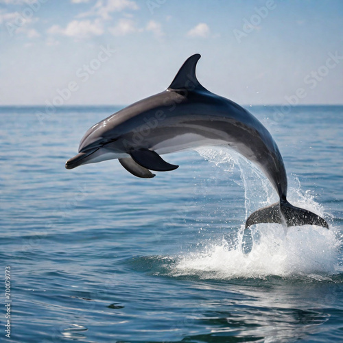 A dolphin jumps out of the water  animals  ecological environment