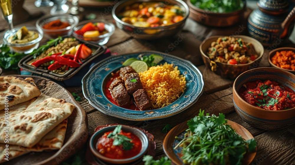 arabic traditional food on the table,