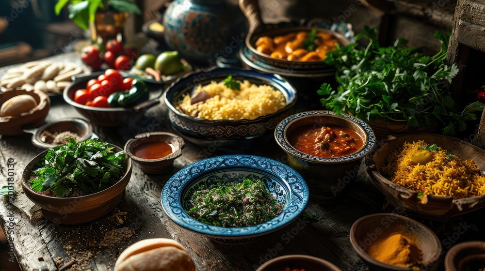 arabic traditional food on the table,