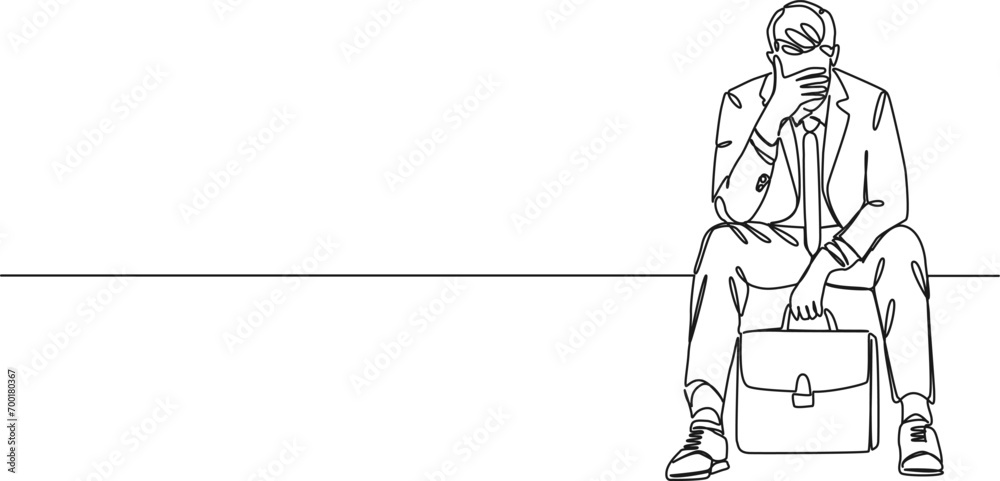 continuous single line drawing of consternated businessman, line art vector illustration continuous single line drawing of consternated businessman, line art vector illustration
