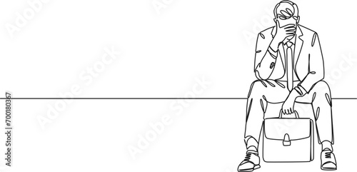 Wallpaper Mural continuous single line drawing of consternated businessman, line art vector illustration Torontodigital.ca