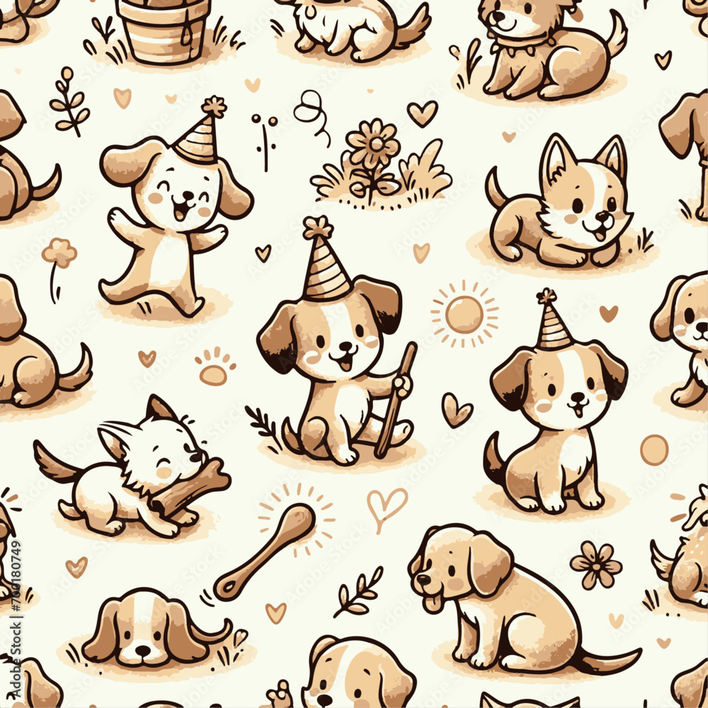 Fototapeta premium seamless pattern with dogs
