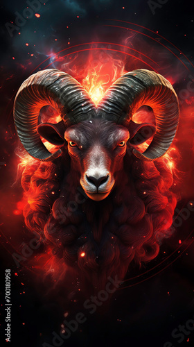 a ram with horns and fire © Dumitru
