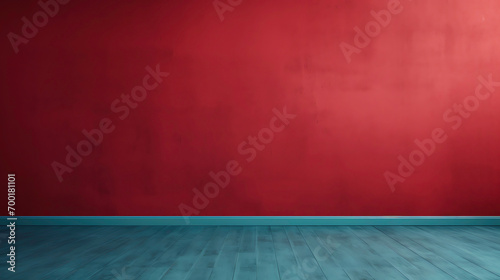 a red wall and blue floor
