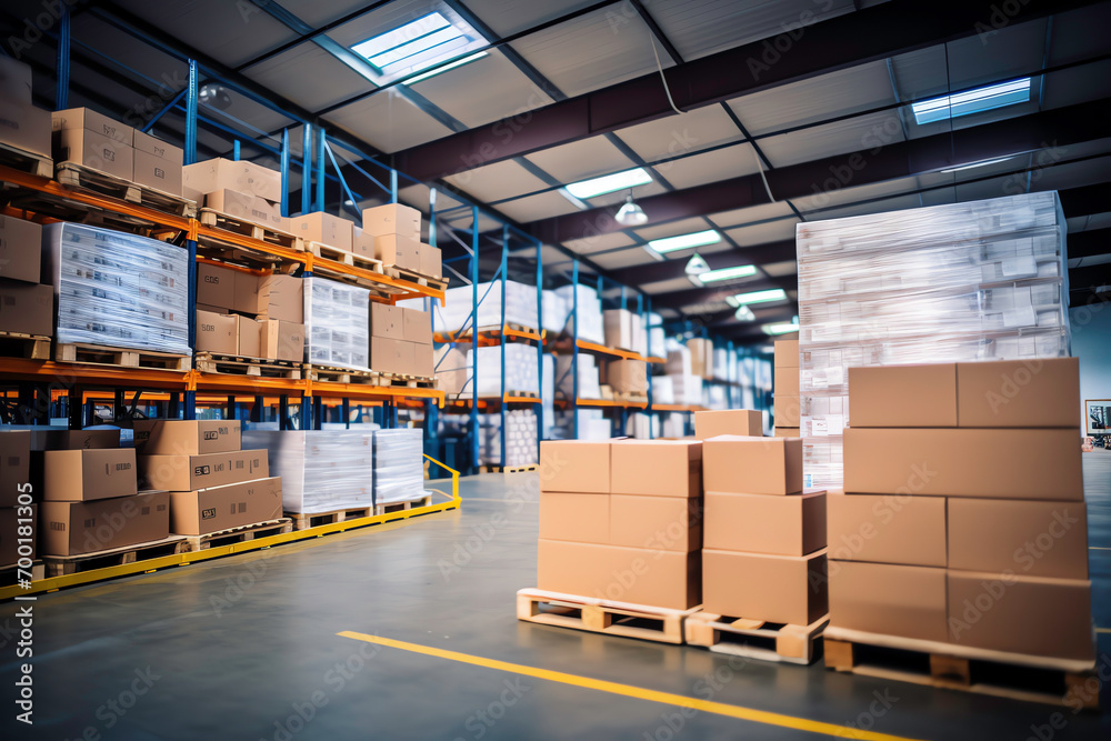 a warehouse with boxes on pallets a warehouse with boxes on pallets