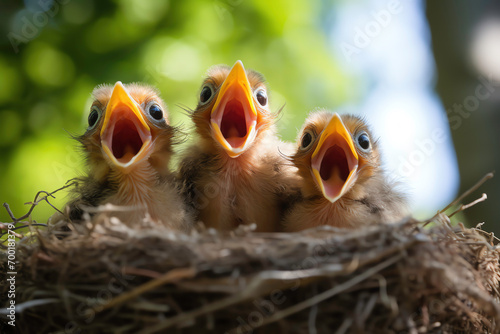 Wallpaper Mural a group of baby birds with their mouths open Torontodigital.ca