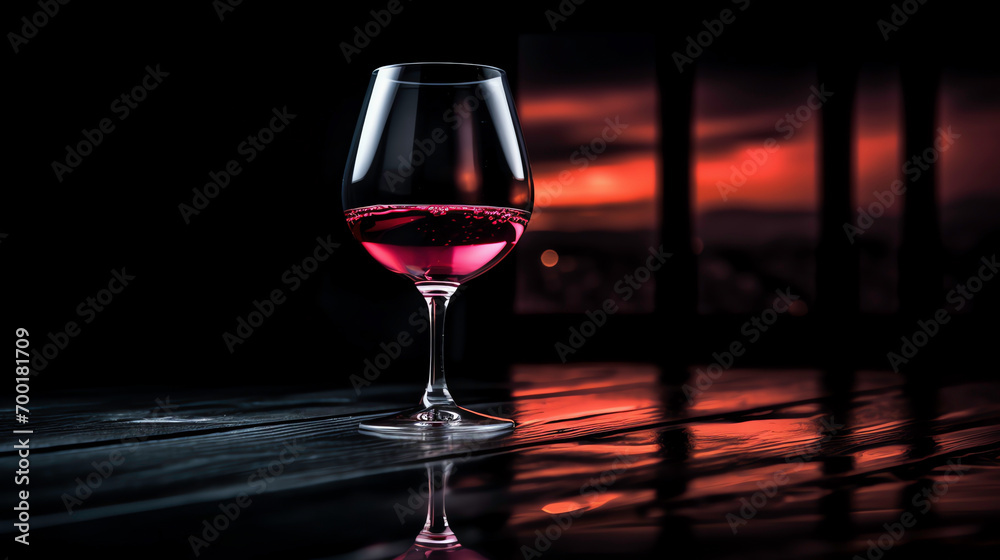 a glass of wine with pink liquid