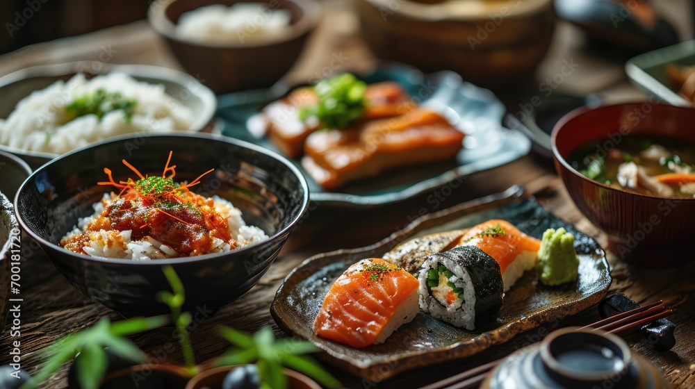 japanese traditional food on the table, japanese traditional food on the table,