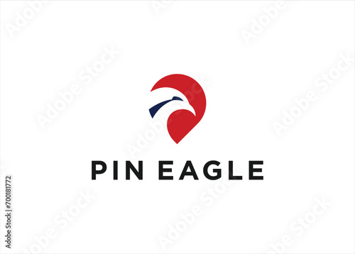 Eagle vector logo with map pin design illustration