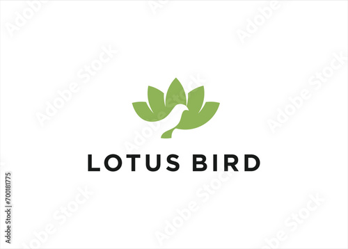 Creative Bird With Lotus flower logo design vector illustration