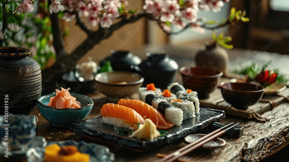 japanese traditional food on the table, 