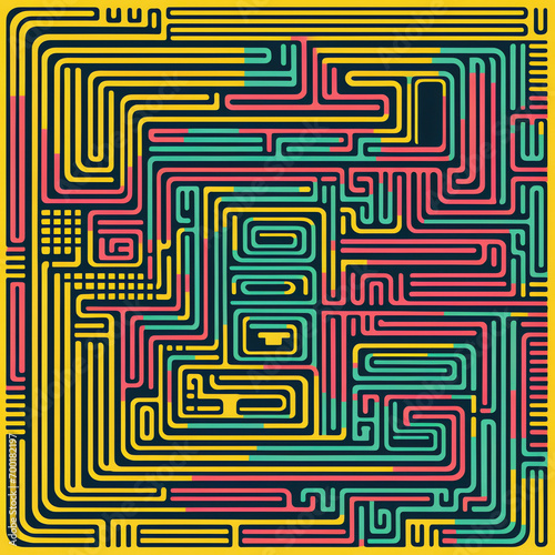 Wallpaper Mural a colorful maze with lines Torontodigital.ca