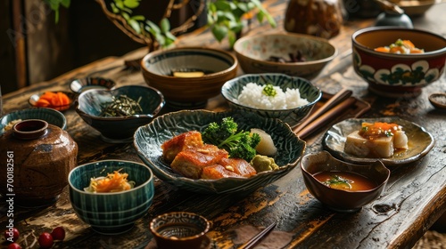 japanese traditional food on the table, 