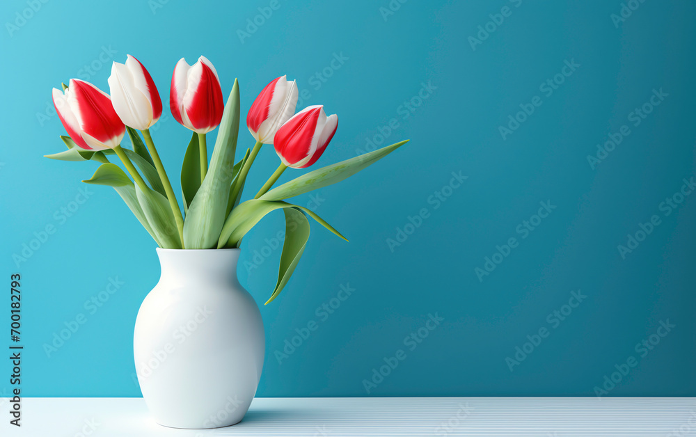 a vase with red and white tulips a vase with red and white tulips
