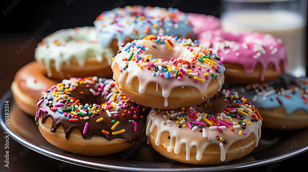 a group of donuts with sprinkles a group of donuts with sprinkles