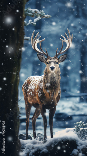 a deer with snow on it © Dumitru