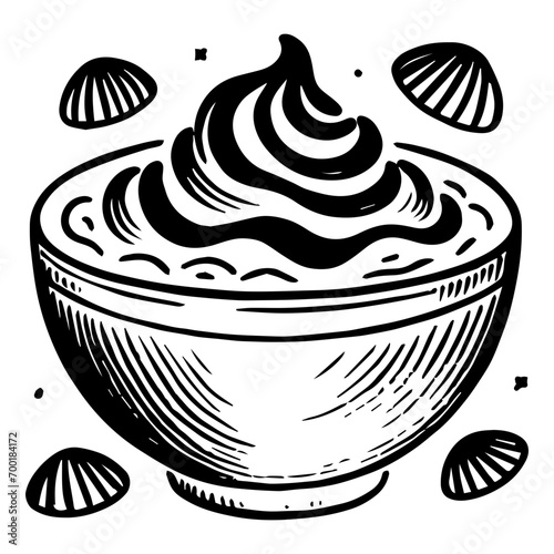 Clam Chowder  ,Food Doodles line , Line art , hand-drawn in the style of doodles line SVG File.