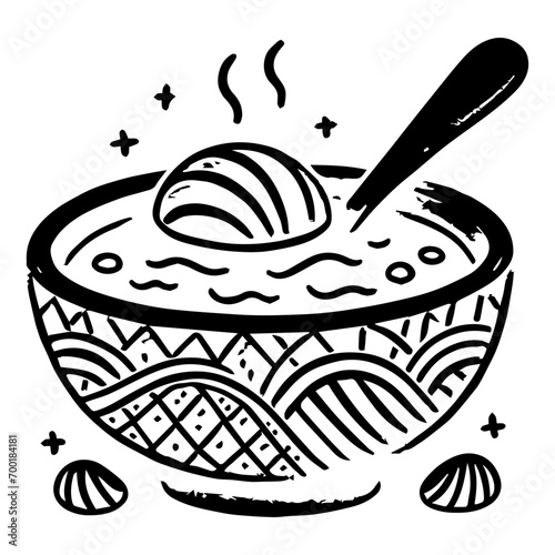 Clam Chowder  ,Food Doodles line , Line art , hand-drawn in the style of doodles line SVG File.