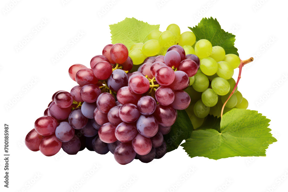 red grapes bunch isolated on transpetent background 