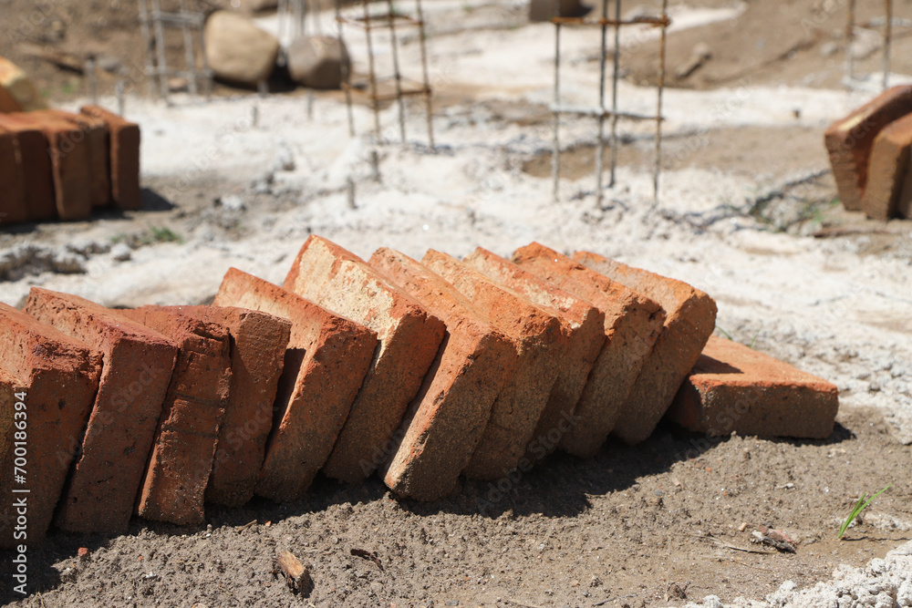 Concept of construction, masonry, architecture. House under ...