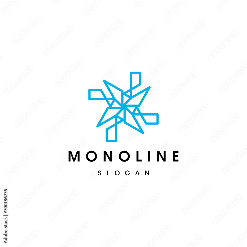 Flat design abstract blue monoline logo Flat design abstract blue monoline logo
