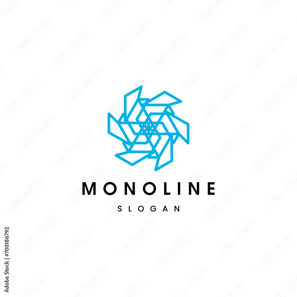 Flat design abstract blue monoline logo Flat design abstract blue monoline logo