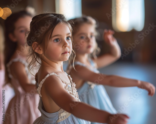 Young Girl Practicing Ballet in Class