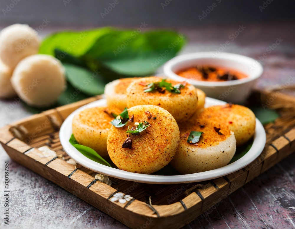 Fried Idli and chutney Fried Idli and chutney