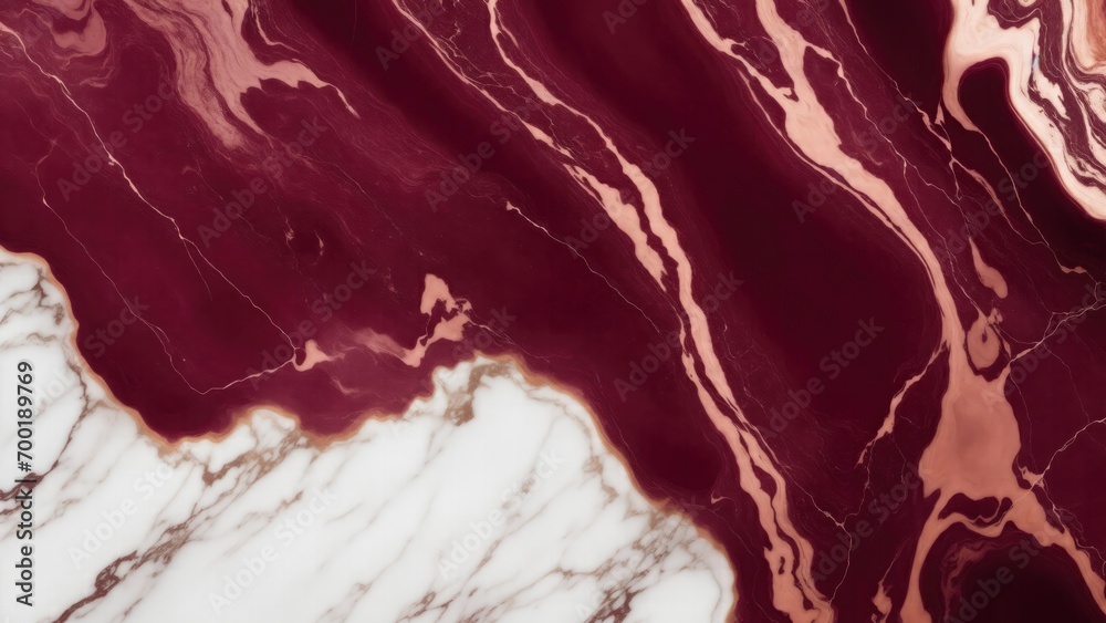 Maroon and Rose Gold Marble Stone Background