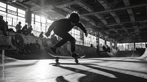 Silhouette of a skateboarder street skateboard