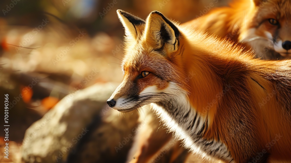 Fototapeta premium a fox looking towards the camera