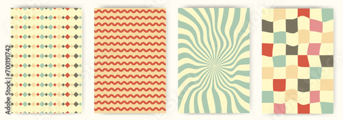 Retro groovy vintage 60s, 70s style background collection